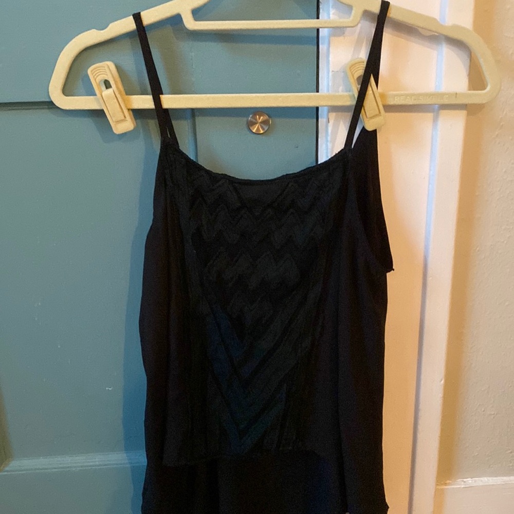 TOBI black spaghetti strap top w/ mesh design size M